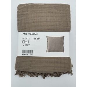 New‎ IKEA VALLKRASSING Tan Brown Pillow Cover Cotton  20" x 20" 905.709.63